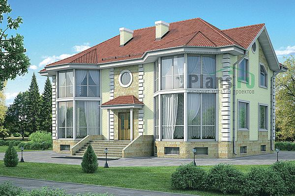 Проект дома Кирпичный дом в 2 этажа с подвалом 36-99 Визуализация фасада