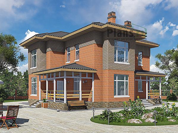 Проект дома Бетонный двухэтажный дом 60-44 Визуализация фасада