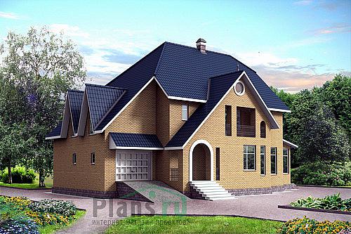Проект дома Кирпичный двухэтажный дом с цокольным этажом 30-48 Визуализация фасада