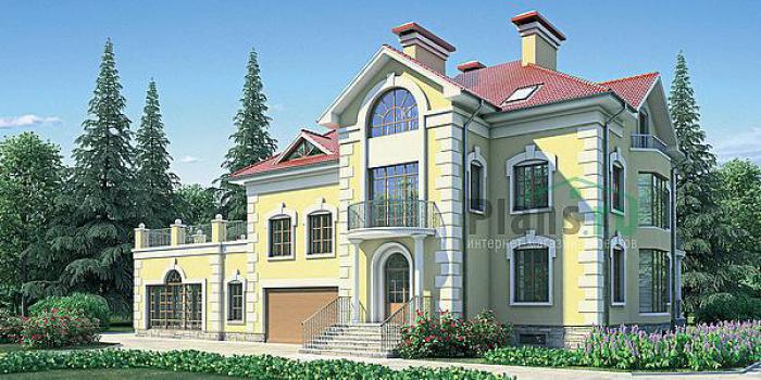 Проект дома Кирпичный двухэтажный дом с подвалом и жилой мансардой 35-81 Визуализация фасада