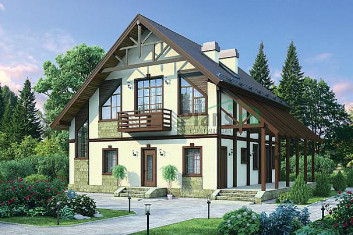 Проект дома Кирпичный одноэтажный дом с мансардой 72-27 Визуализация фасада