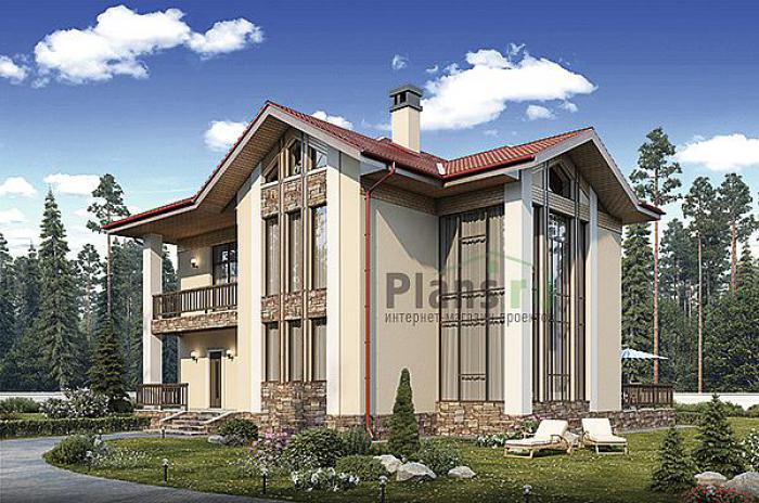 Проект дома Кирпичный дом с мансардой 74-40 Визуализация фасада