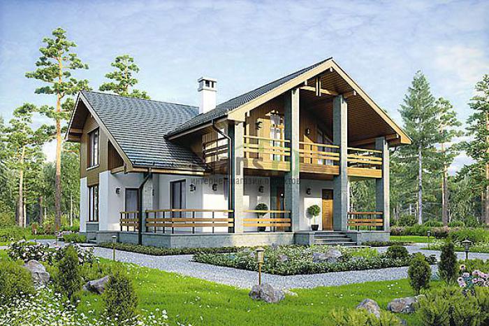 Проект дома Кирпичный загородный дом с мансардой 73-95 Визуализация фасада