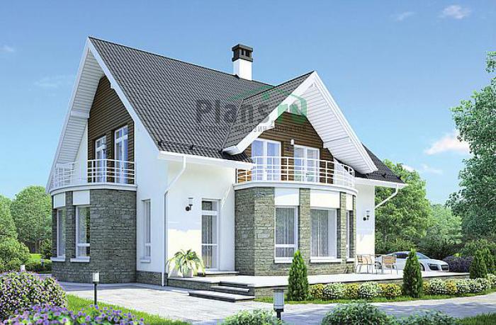 Проект дома Кирпичный загородный дом с мансардой 38-46 Визуализация фасада