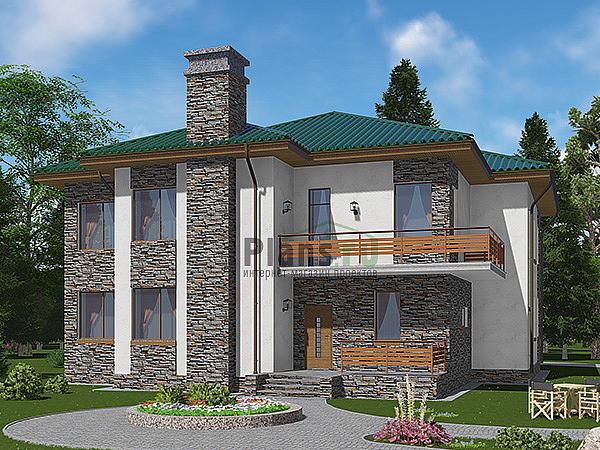 Проект дома Бетонный двухэтажный дом 62-30 Визуализация фасада