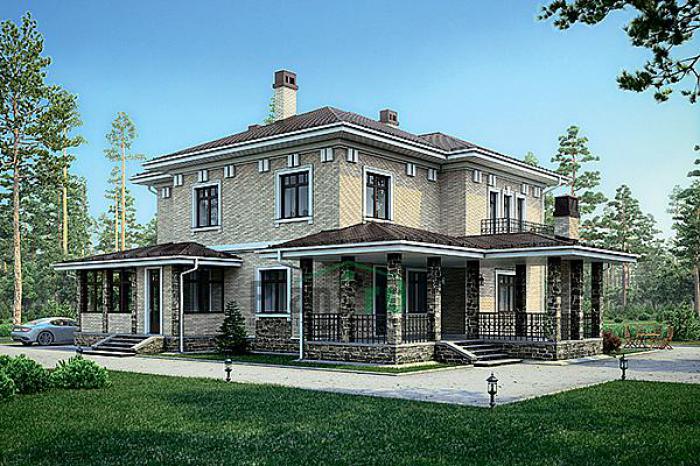 Проект дома Кирпичный двухэтажный дом 39-90 Визуализация фасада