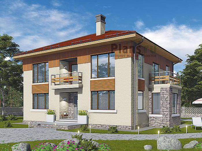 Проект дома Бетонный двухэтажный дом 59-61 Визуализация фасада