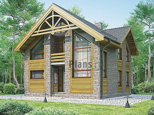 Проект дома Бетонный загородный дом с мансардой 58-08 Визуализация фасада