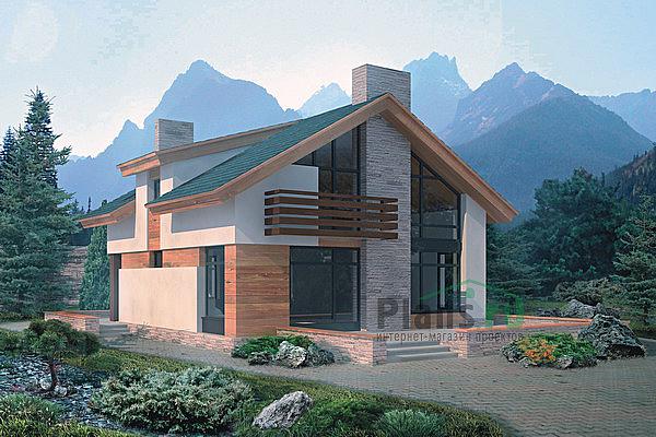 Проект дома Кирпичный загородный дом с мансардой 70-47 Визуализация фасада