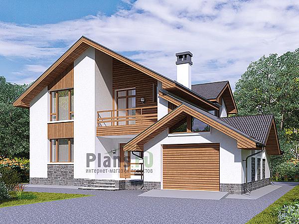 Проект дома Бетонный одноэтажный дом с мансардой 58-58 Визуализация фасада