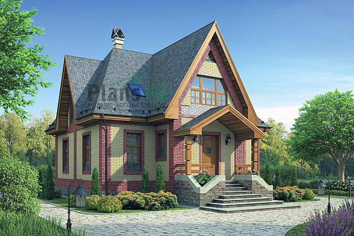 Проект дома Деревянный дом с мансардой 12-16 Визуализация фасада