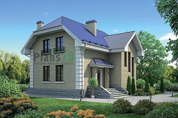 Проект дома Кирпичный двухэтажный загородный дом 38-13 Визуализация фасада