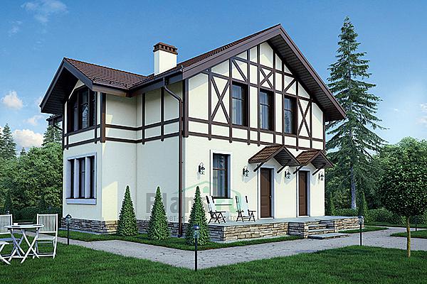 Проект дома Кирпичный одноэтажный дом с мансардой 73-48 Визуализация фасада