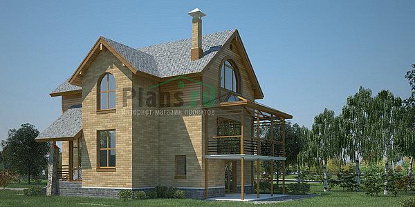 Проект дома Кирпичный двухэтажный дом с цоколем 36-69 Визуализация фасада