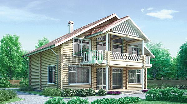 Проект дома Деревянный одноэтажный дом с мансардой 10-98 Визуализация фасада