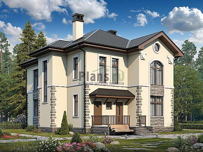 Проект дома Кирпичный двухэтажный загородный дом 42-60 Визуализация фасада