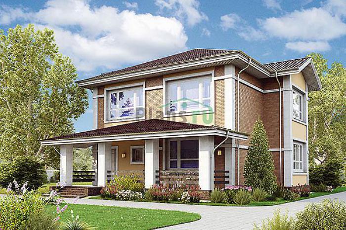 Проект дома Кирпичный дом с мансардой 73-85 Визуализация фасада
