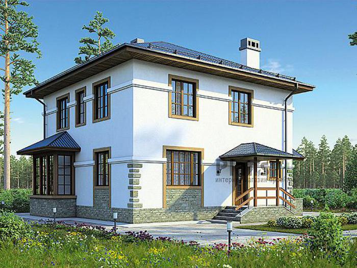 Проект дома Каркасный двухэтажный загородный дом 90-20 Визуализация фасада