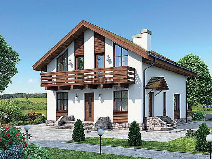 Проект дома Бетонный одноэтажный дом с мансардой 61-83 Визуализация фасада