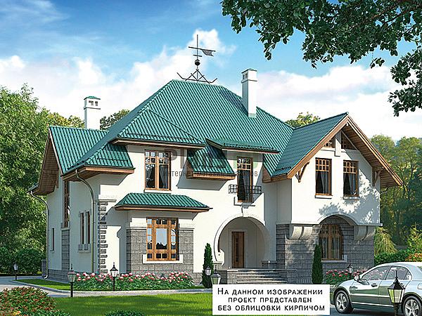Проект дома Бетонный коттедж с мансардой 61-93 Визуализация фасада
