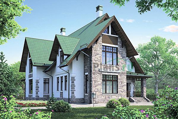 Проект дома Кирпичный дом с мансардой 38-73 Визуализация фасада
