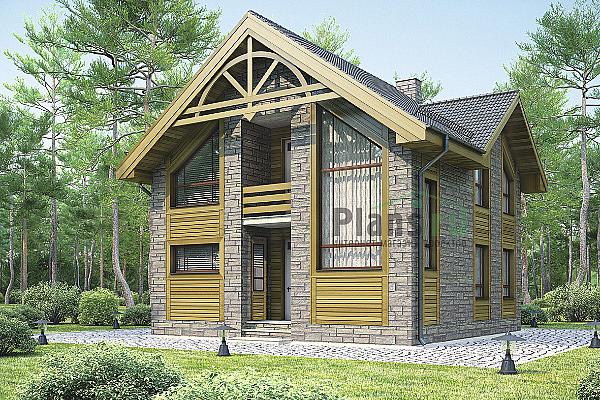 Проект дома Кирпичный дом с мансардой 71-76 Визуализация фасада