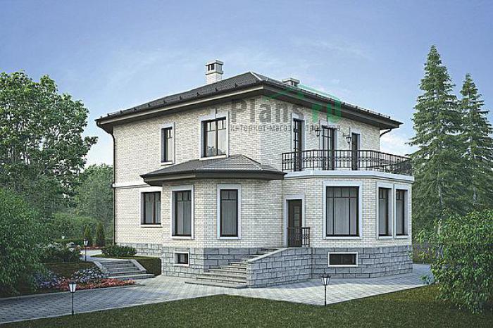 Проект дома Кирпичный коттедж с мансардой и цокольным этажом 39-19 Визуализация фасада