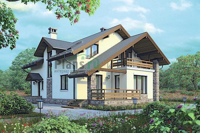 Проект дома Кирпичный одноэтажный дом с мансардой 72-75 Визуализация фасада