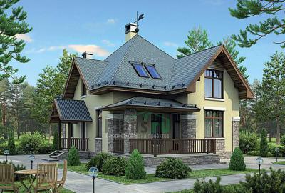 Проект дома Кирпичный загородный дом с мансардой 72-60