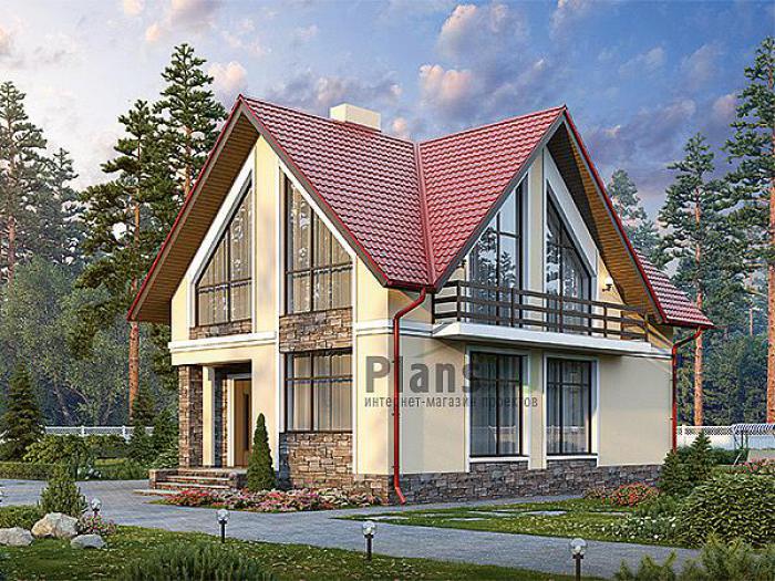 Проект дома Кирпичный дом с мансардой 43-17 Визуализация фасада