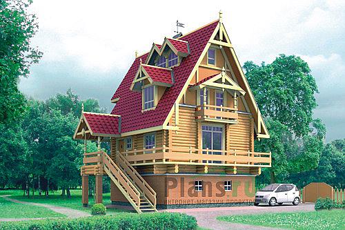 Проект дома  двухэтажный дом с мансардой и подвалом 10-40 Визуализация фасада