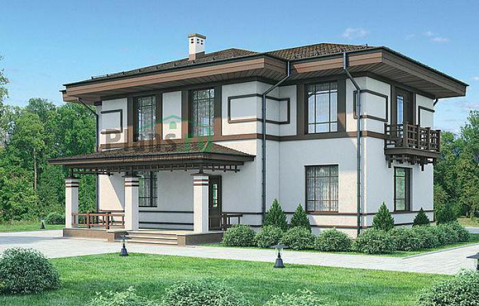 Проект дома Бетонный двухэтажный загородный дом 54-49 Визуализация фасада