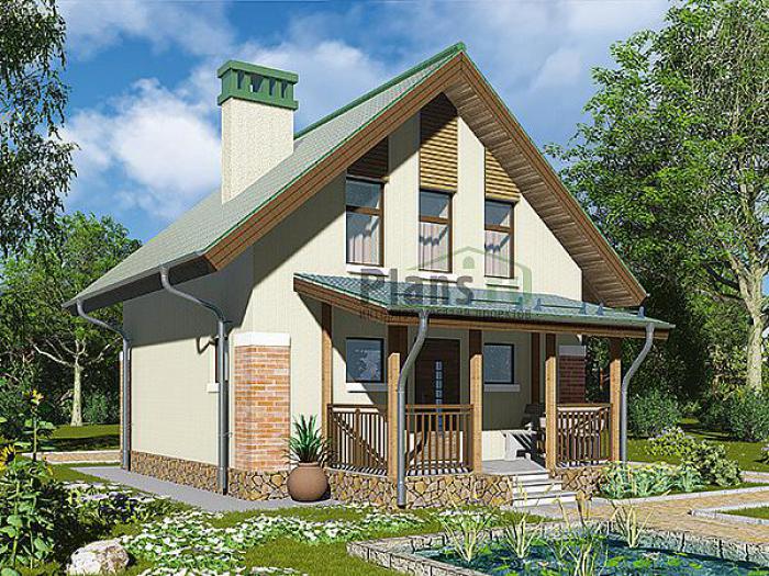 Проект дома Бетонный загородный дом с мансардой 62-00 Визуализация фасада
