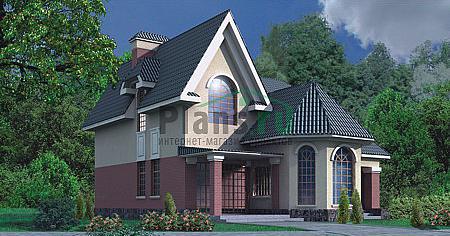 Проект дома Кирпичный одноэтажный дом с мансардой 31-67 Визуализация фасада