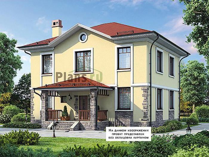 Проект дома Кирпичный двухэтажный дом 43-85 Визуализация фасада
