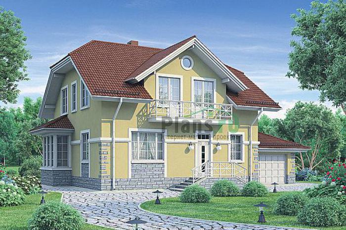 Проект дома Кирпичный мансардный дом 40-49 Визуализация фасада