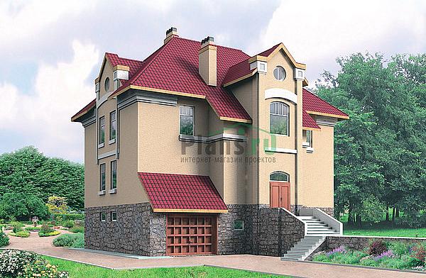 Проект дома Кирпичный двухэтажный дом с подвалом 30-43 Визуализация фасада