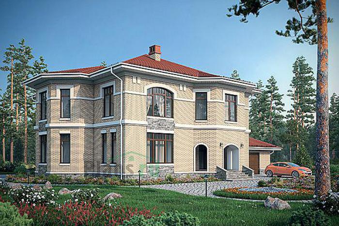 Проект дома Кирпичный дом в два этажа с цоколем 39-70 Визуализация фасада