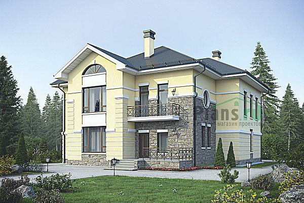 Проект дома Кирпичный двухэтажный загородный дом 39-16 Визуализация фасада