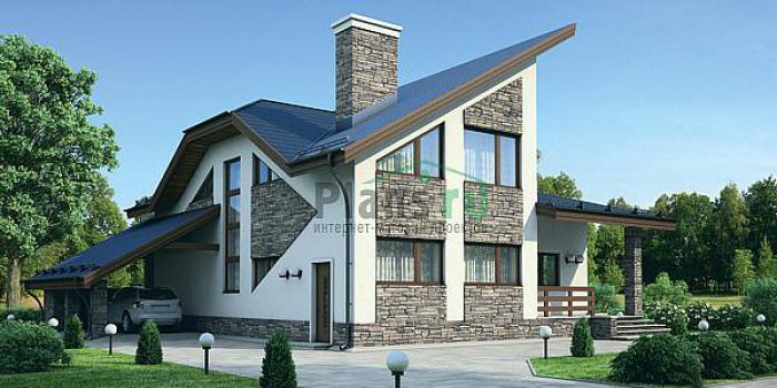 Проект дома Бетонный загородный дом с мансардой 54-83 Визуализация фасада