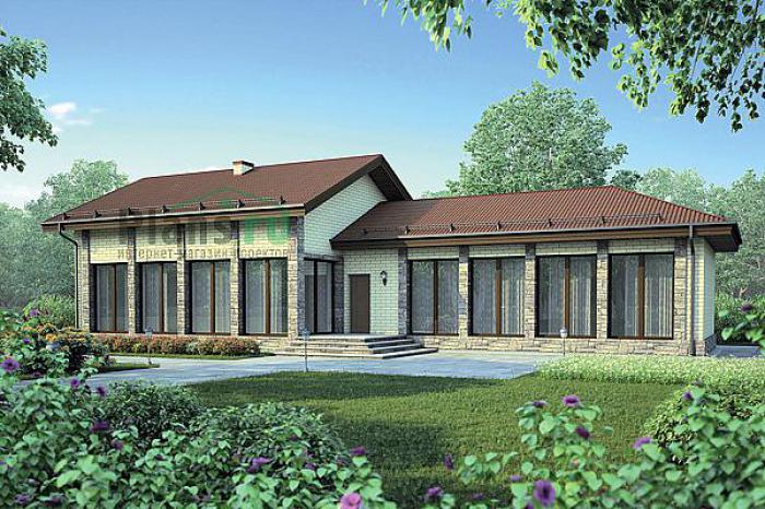 Проект дома Кирпичный загородный дом с мансардой 72-85 Визуализация фасада