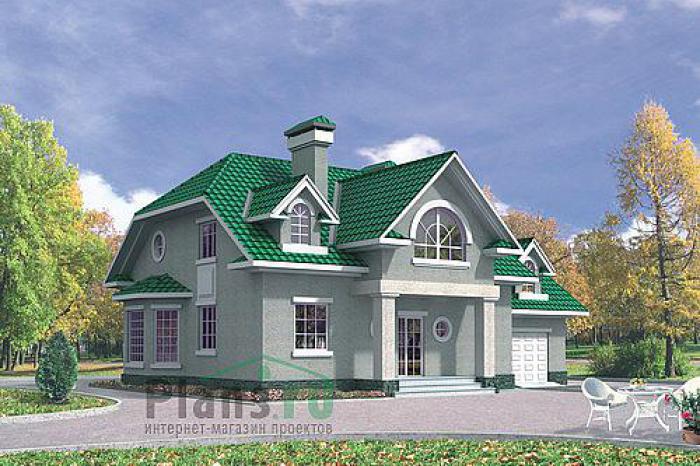 Проект дома Кирпичный дом с мансардой 32-10 Визуализация фасада