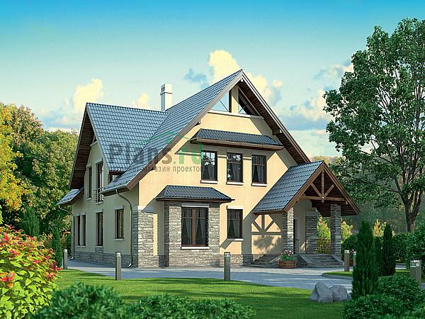 Проект дома Кирпичный коттедж с мансардой 37-83 Визуализация фасада