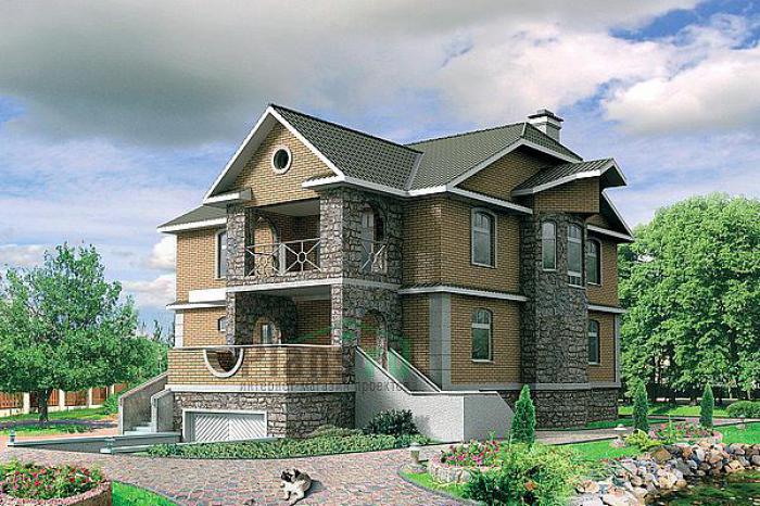 Проект дома Кирпичный двухэтажный коттедж на цоколе 31-00 Визуализация фасада