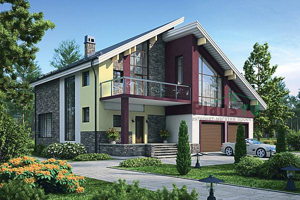 Проект дома Кирпичный мансардный дом 37-50 Визуализация фасада