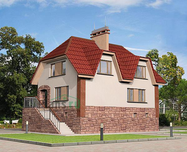 Проект дома Бетонный дом с подвалом и жилой мансардой 52-78 Визуализация фасада