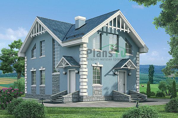 Проект дома Кирпичный мансардный дом 71-92 Визуализация фасада