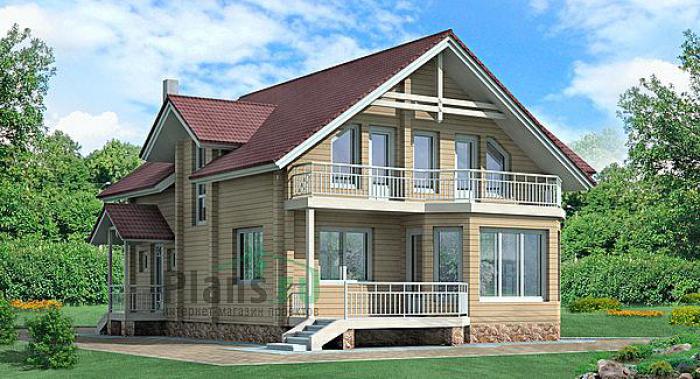 Проект дома Деревянный загородный дом в два полных этажа 10-70 Визуализация фасада
