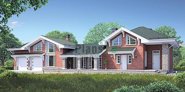 Проект дома Кирпичный мансардный дом 38-50 Визуализация фасада