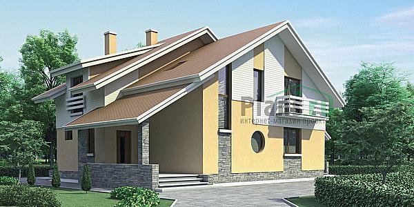 Проект дома Кирпичный загородный дом с мансардой 70-77 Визуализация фасада